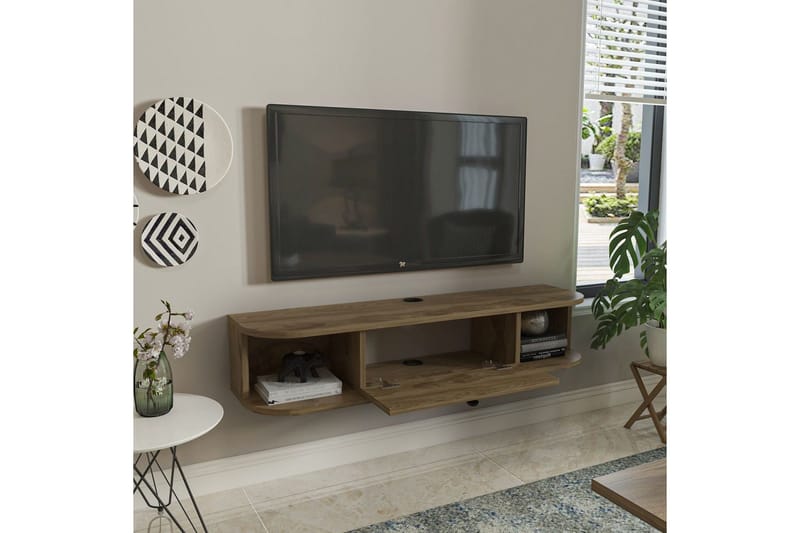 Kalvos Vegghengt TV-benk 120 cm med Oppbevaring i Tre - Brun - Møbler - Mediamøbel & tv møbel - TV-benk & mediabenk