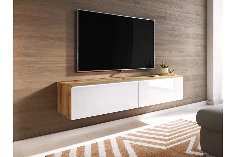 Kanak TV-benk 140 cm - Natur / Hvit - Møbler - Mediamøbel & tv møbel - TV-benk & mediabenk