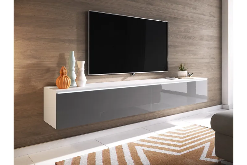 Kanak TV-benk 180 cm - Hvit / Grå - Møbler - Mediamøbel & tv møbel - TV-benk & mediabenk