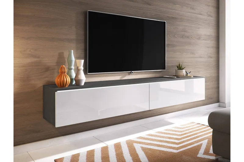 Kanak TV-benk 180 cm - Mørkegrå / Hvit - Møbler - Mediamøbel & tv møbel - TV-benk & mediabenk