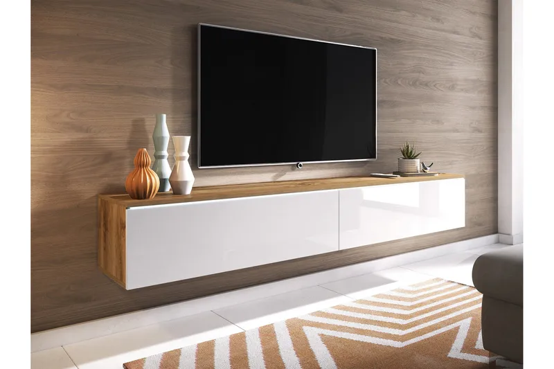 Kanak TV-benk 180 cm - Natur / Hvit - Møbler - Mediamøbel & tv møbel - TV-benk & mediabenk