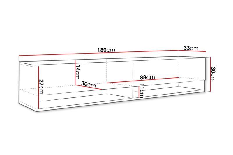 Kanak TV-benk 180 cm - Svart - Møbler - Mediamøbel & tv møbel - TV-benk & mediabenk
