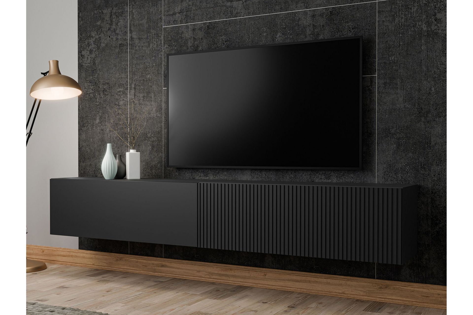 Kangana TV-benk 200 cm - Svart - Møbler - Mediamøbel & tv møbel - TV-benk & mediabenk