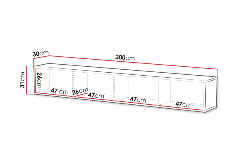 Kangana TV-benk 200 cm - Svart - Møbler - Mediamøbel & tv møbel - TV-benk & mediabenk