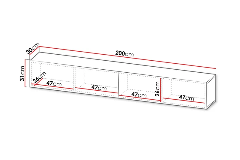 Kangana Tv-Benk 200x30 cm - Beige - Møbler - Mediamøbel & tv møbel - TV-benk & mediabenk