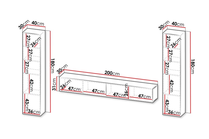 Kangana Tv-Møbelsett - Beige - Møbler - Mediamøbel & tv møbel - TV-møbelsett