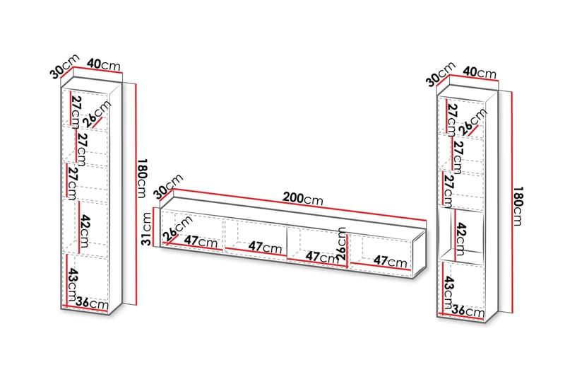 Kangana Tv-Møbelsett - Svart/Brun - Møbler - Mediamøbel & tv møbel - TV-møbelsett