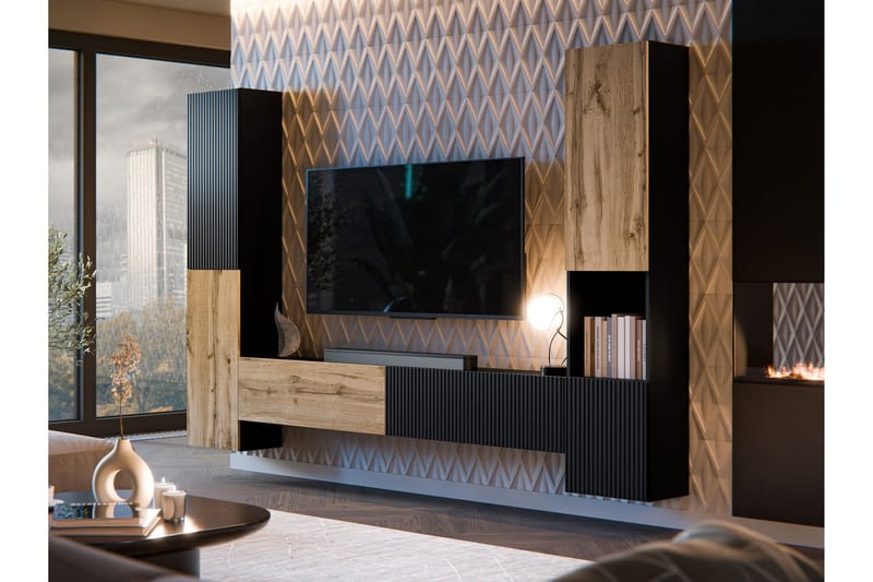 Kangana Tv-Møbelsett - Svart/Brun - Møbler - Mediamøbel & tv møbel - TV-møbelsett