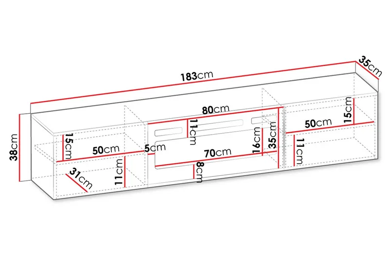Kanki TV-benk 183 cm - Svart - Møbler - Mediamøbel & tv møbel - TV-benk & mediabenk