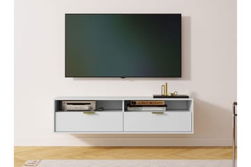 Kanon Vegghengt TV-benk 140 cm med Oppbevaring i Malt Tre - Hvit - Møbler - Mediamøbel & tv møbel - TV-benk & mediabenk