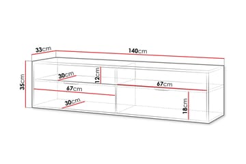 Kanon Vegghengt TV-benk 140 cm med Oppbevaring i Malt Tre - Hvit - Møbler - Mediamøbel & tv møbel - TV-benk & mediabenk