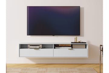 Kanon Veggmontert TV-benk 175 cm med Oppbevaring i Malt Tre - Hvit - Møbler - Mediamøbel & tv møbel - TV-benk & mediabenk