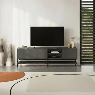 Kenvor TV-benk 180 cm - Anthracite/Wood Black/Black - Møbler - Mediamøbel & tv møbel - TV-benk & mediabenk