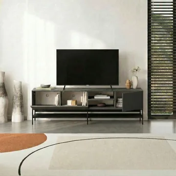 Kenvor TV-benk 180 cm - Anthracite/Wood Black/Black - Møbler - Mediamøbel & tv møbel - TV-benk & mediabenk