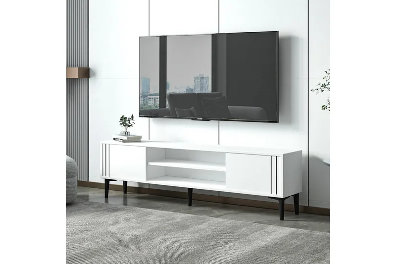 Klyne TV-benk 140 cm - Hvit - Møbler - Mediamøbel & tv møbel - TV-benk & mediabenk