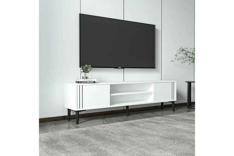 Klyne TV-benk 140 cm - Hvit - Møbler - Mediamøbel & tv møbel - TV-benk & mediabenk