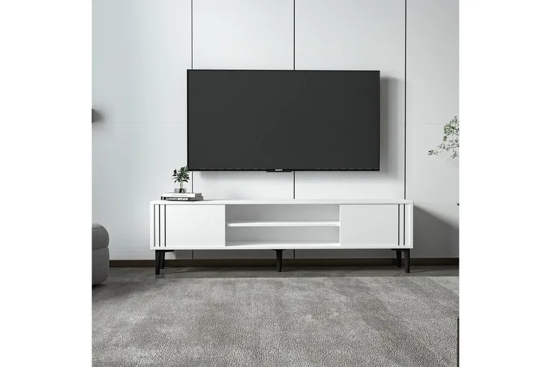 Klyne TV-benk 140 cm - Hvit - Møbler - Mediamøbel & tv møbel - TV-benk & mediabenk
