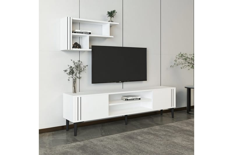 Klyne TV-møbelsett 140x29,6 cm - Hvit - Møbler - Mediamøbel & tv møbel - TV-møbelsett