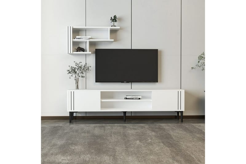 Klyne TV-møbelsett 140x29,6 cm - Hvit - Møbler - Mediamøbel & tv møbel - TV-møbelsett