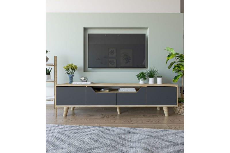 Kollumber TV-benk 180x30 cm - Brun/Antrasitt - Møbler - Mediamøbel & tv møbel - Mediestativ & veggfeste