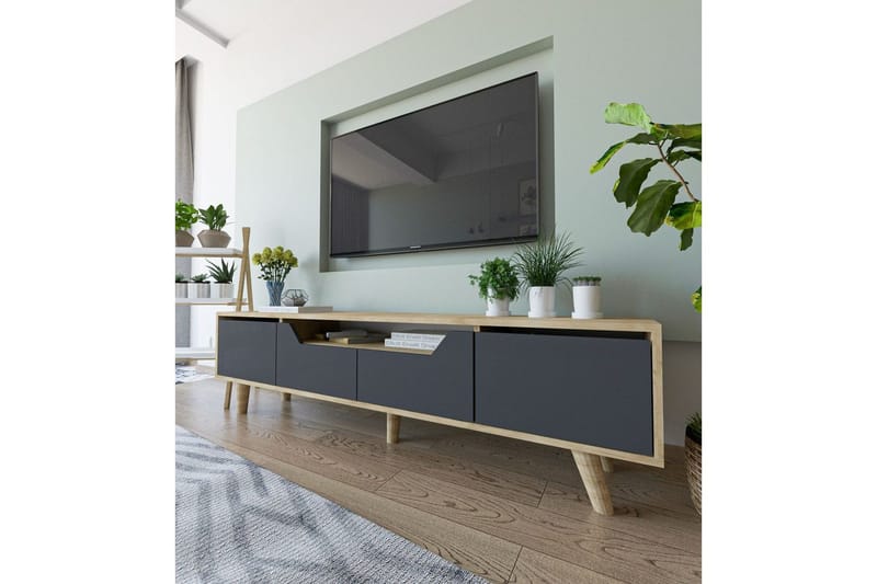 Kollumber TV-benk 180x30 cm - Brun/Antrasitt - Møbler - Mediamøbel & tv møbel - Mediestativ & veggfeste