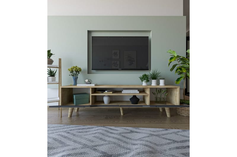 Kollumber TV-benk 180x30 cm - Brun/Antrasitt - Møbler - Mediamøbel & tv møbel - Mediestativ & veggfeste