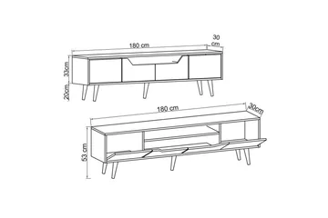 Kollumber TV-benk 180x30 cm - Brun/Hvit - Møbler - Mediamøbel & tv møbel - TV-benk & mediabenk