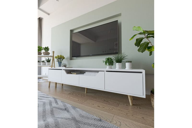 Kollumber TV-benk 180x30 cm - Hvit - Møbler - Mediamøbel & tv møbel - Mediestativ & veggfeste