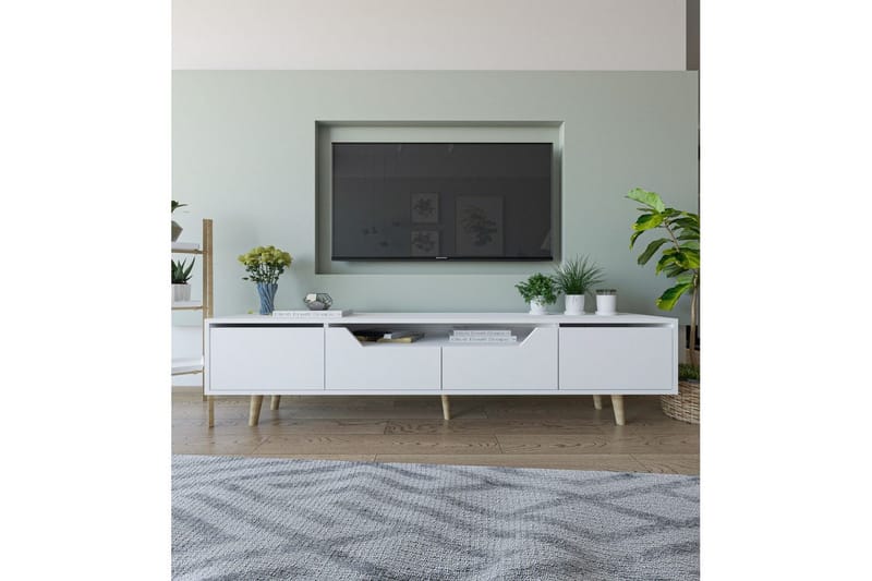 Kollumber TV-benk 180x30 cm - Hvit - Møbler - Mediamøbel & tv møbel - Mediestativ & veggfeste