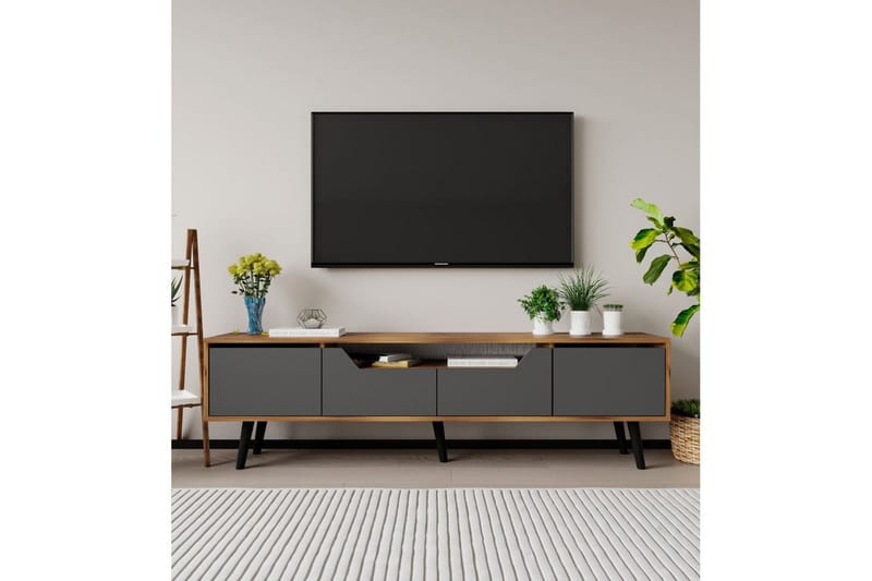 Kollumber TV-benk 180x30 cm - Valnøtt/Antrasitt - Møbler - Mediamøbel & tv møbel - Mediestativ & veggfeste