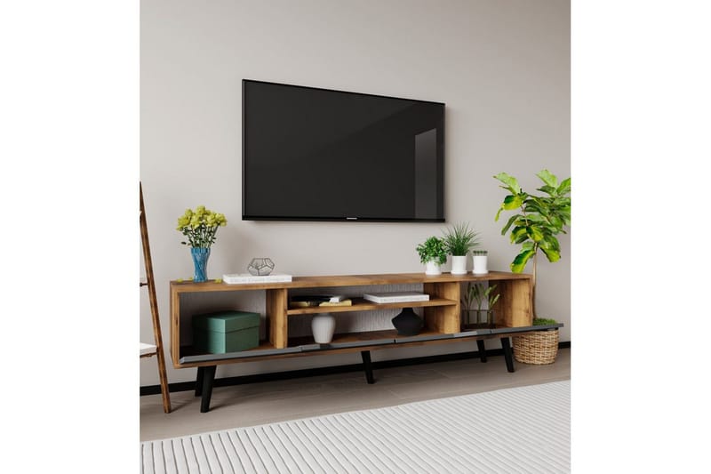 Kollumber TV-benk 180x30 cm - Valnøtt/Antrasitt - Møbler - Mediamøbel & tv møbel - Mediestativ & veggfeste