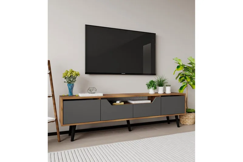 Kollumber TV-benk 180x30 cm - Valnøtt/Antrasitt - Møbler - Mediamøbel & tv møbel - Mediestativ & veggfeste