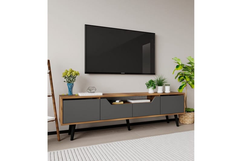 Kollumber TV-benk 180x30 cm - Valnøtt/Antrasitt - Møbler - Mediamøbel & tv møbel - Mediestativ & veggfeste