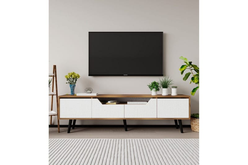 Kollumber TV-benk 180x30 cm - Valnøtt/Hvit - Møbler - Mediamøbel & tv møbel - Mediestativ & veggfeste