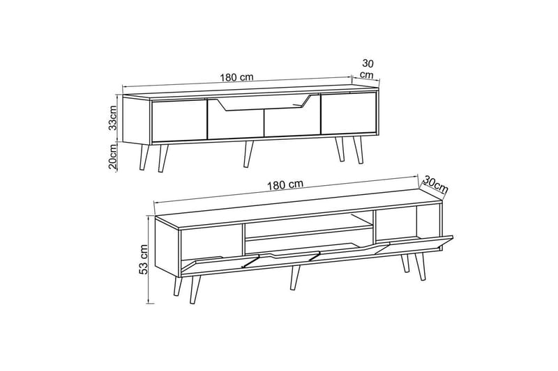 Kollumber TV-benk 180x30 cm - Valnøtt/Hvit - Møbler - Mediamøbel & tv møbel - Mediestativ & veggfeste