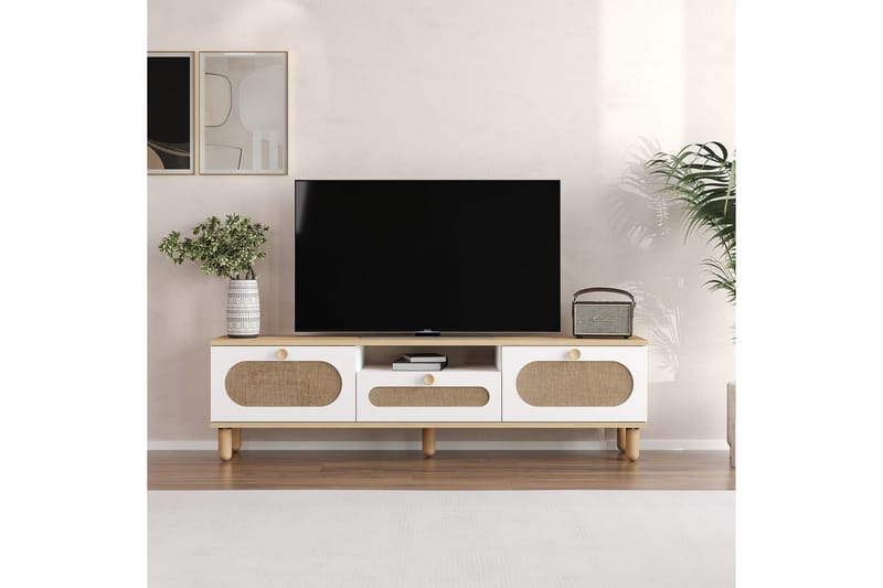 Kumail TV-benk 150 cm - Eik/Hvit - Møbler - Mediamøbel & tv møbel - TV-benk & mediabenk