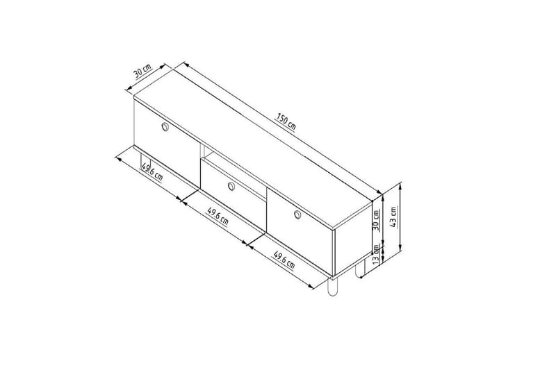 Kumail TV-benk 150 cm - Eik/Hvit - Møbler - Mediamøbel & tv møbel - TV-benk & mediabenk