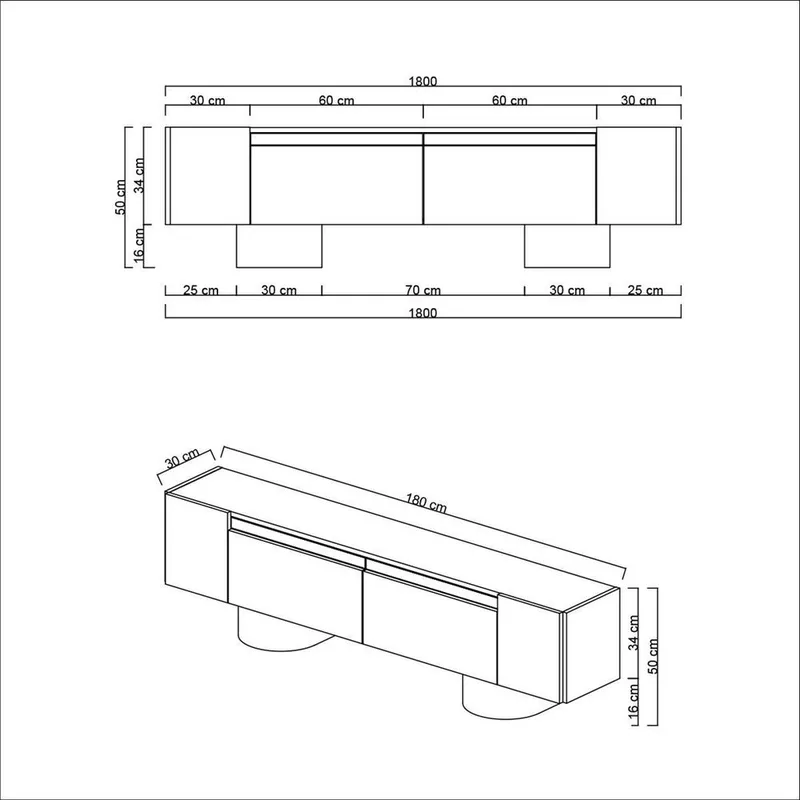Kumail TV-benk 180 cm - Brun/Svart - Møbler - Mediamøbel & tv møbel - TV-benk & mediabenk
