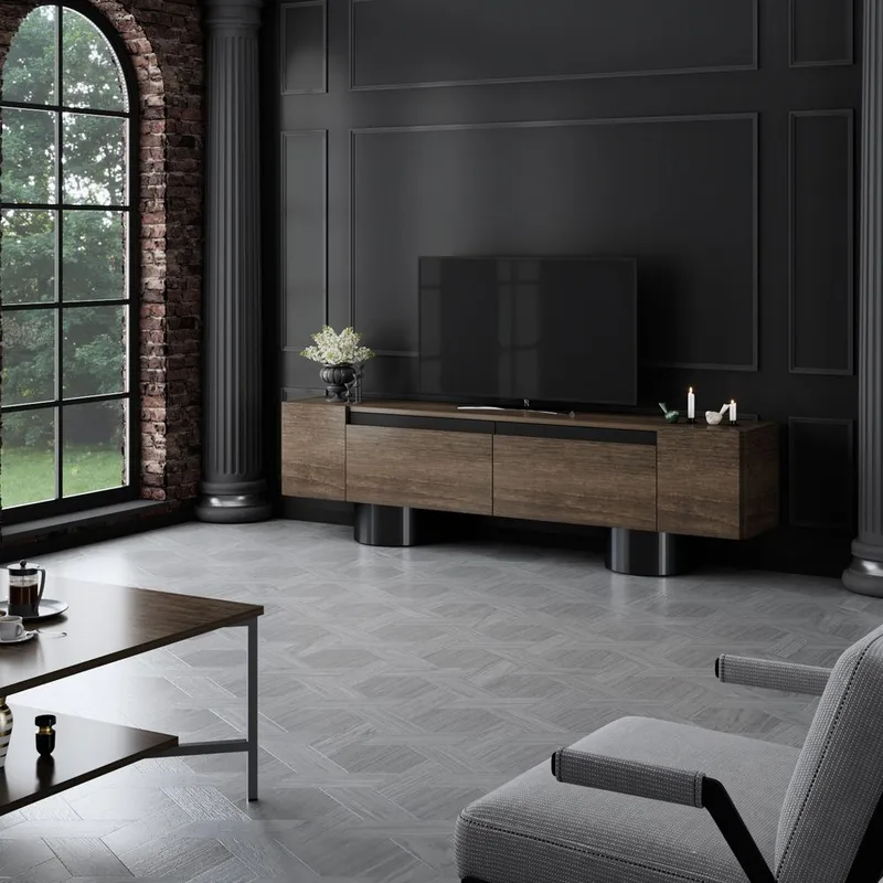 Kumail TV-benk 180 cm - Brun/Svart - Møbler - Mediamøbel & tv møbel - TV-benk & mediabenk