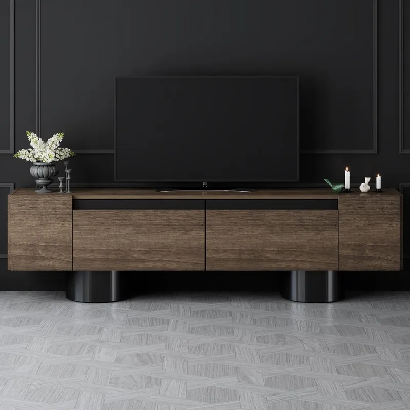 Kumail TV-benk 180 cm - Brun/Svart - Møbler - Mediamøbel & tv møbel - TV-benk & mediabenk
