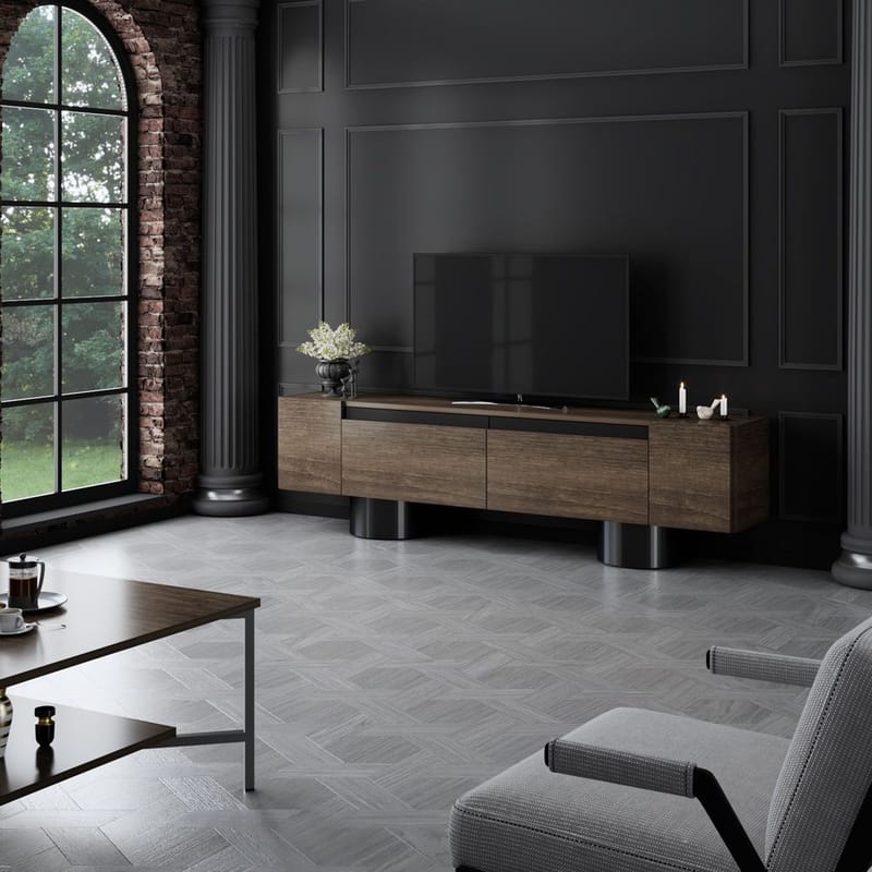 Kumail TV-benk 180 cm - Brun/Svart - Møbler - Mediamøbel & tv møbel - TV-benk & mediabenk