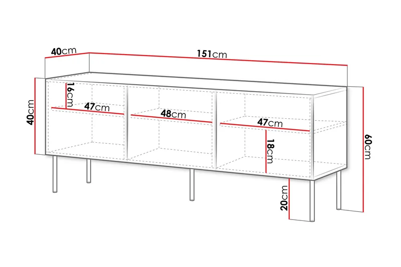 Laholm TV-benk 151 cm - Hvit - Møbler - Mediamøbel & tv møbel - TV-benk & mediabenk