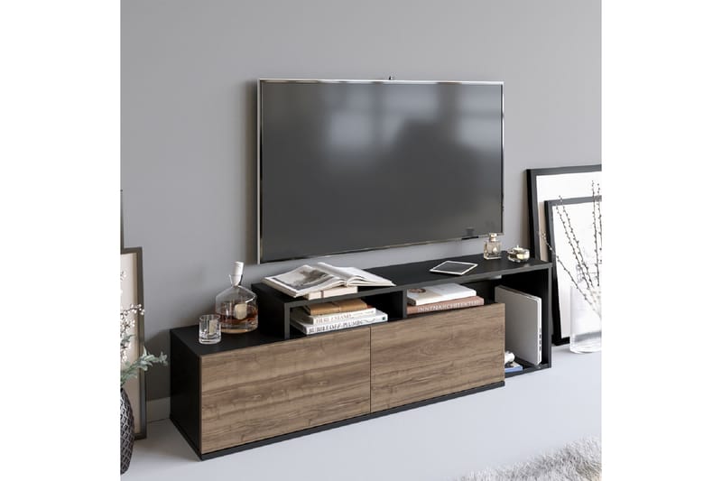 Lameyze Tv-benk 150 cm - Svart/Mørkebrun - TV-benk & mediabenk