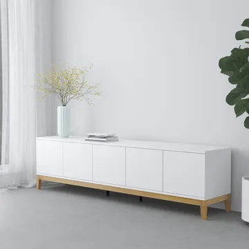 Lav skjenk Loft24 Pelle Hvit/Wotan-eik - Hvit / Wotan-eik - Møbler - Mediamøbel & tv møbel - TV-benk & mediabenk