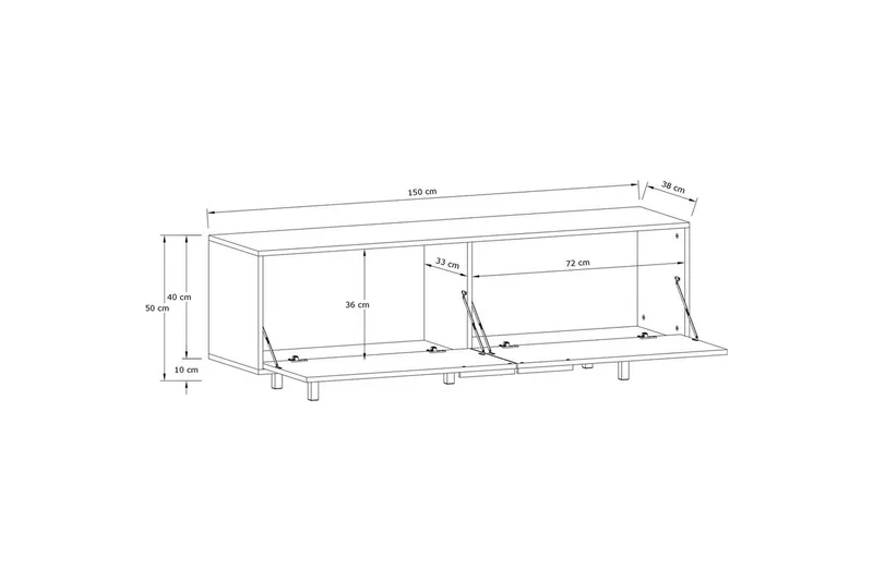 Lavbord Alberto 150x38x50 cm, Hvit - 150x38x50 cm, Hvit - Møbler - Mediamøbel & tv møbel - TV-benk & mediabenk