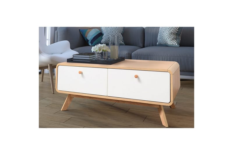 Lavbord Cassie 100x51x40 cm, Eik/Hvit - 100x51x40 cm, Eik/Hvit - Møbler - Mediamøbel & tv møbel - TV-benk & mediabenk