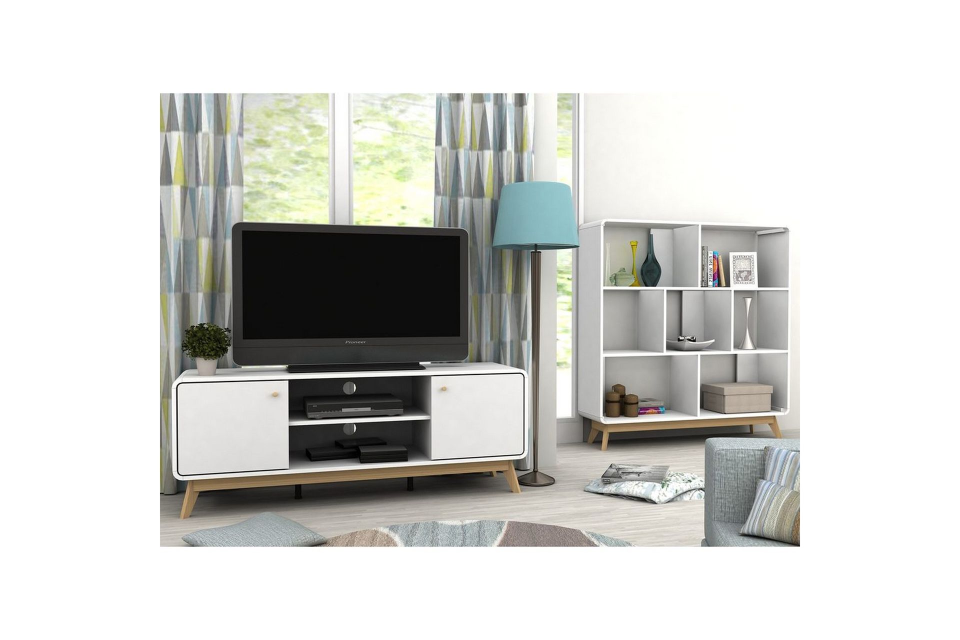 Lavbord Cassie 140x39x53 cm, Hvit/Hvit - 140x39x53 cm, Hvit/Hvit - Møbler - Mediamøbel & tv møbel - TV-benk & mediabenk