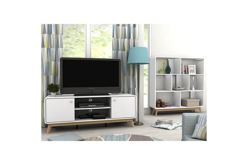 Lavbord Cassie 140x39x53 cm, Hvit/Hvit - 140x39x53 cm, Hvit/Hvit - Møbler - Mediamøbel & tv møbel - TV-benk & mediabenk
