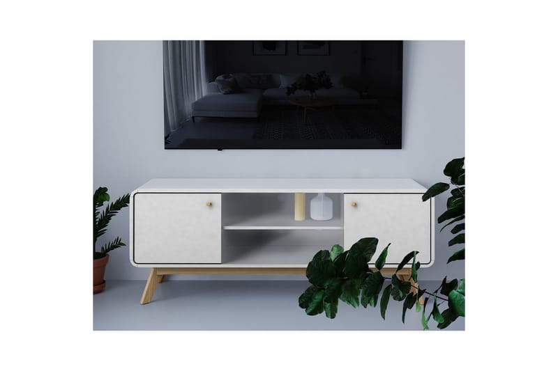 Lavbord Cassie 140x39x53 cm, Hvit/Hvit - 140x39x53 cm, Hvit/Hvit - Møbler - Mediamøbel & tv møbel - TV-benk & mediabenk