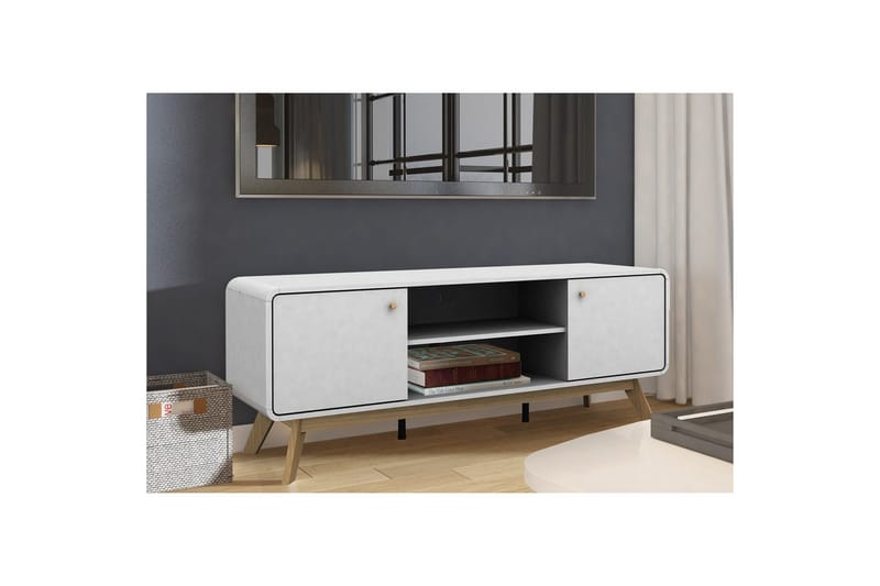 Lavbord Cassie 140x39x53 cm, Hvit/Hvit - 140x39x53 cm, Hvit/Hvit - Møbler - Mediamøbel & tv møbel - TV-benk & mediabenk